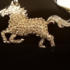 Sparkling Silver Horse Betsey Johnson Necklace